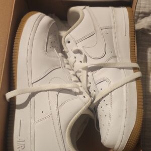 Nike Men White and Tan Air Force Ones